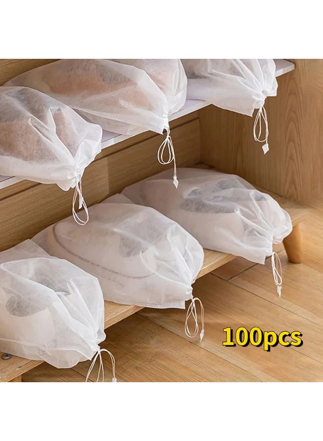 100pcs 14 72x8 98 Inch Non Woven Shoe Storage Bags Dustproof Hanging Drawstring Wardrobe Organizer - Image 2